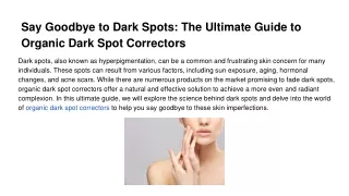 Say Goodbye to Dark Spots_ The Ultimate Guide to Organic Dark Spot Correctors