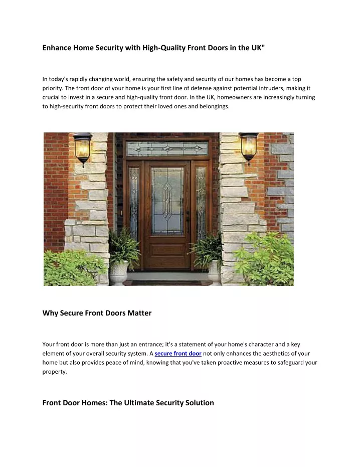 enhance home security with high quality front