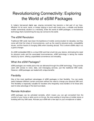Revolutionizing Connectivity_ Exploring the World of eSIM Packages