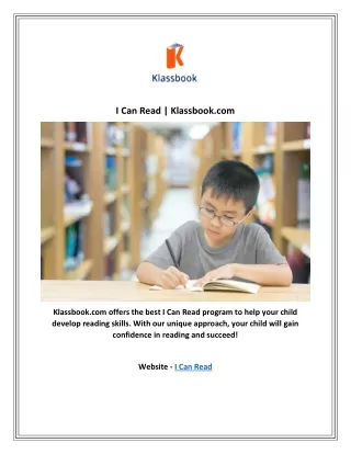 I Can Read | Klassbook.com