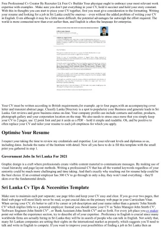 free professional cv creator by recruiter lk free