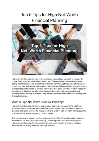 Top 5 Tips for High Net-Worth Financial Planning