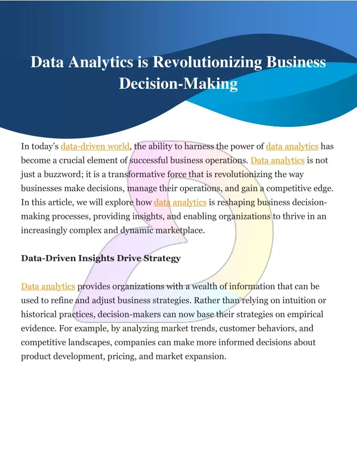 data analytics is revolutionizing business