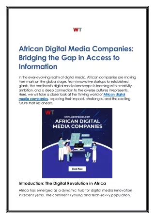African Digital Media Companies - Bridging the Gap in Access to Information