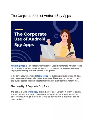 The Corporate Use of Android Spy Apps