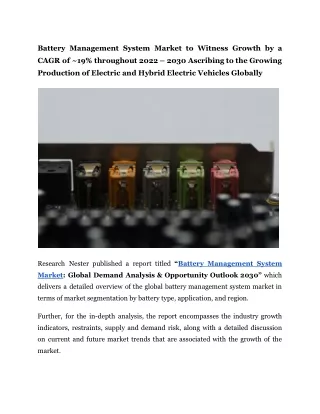 battery management system market to witness