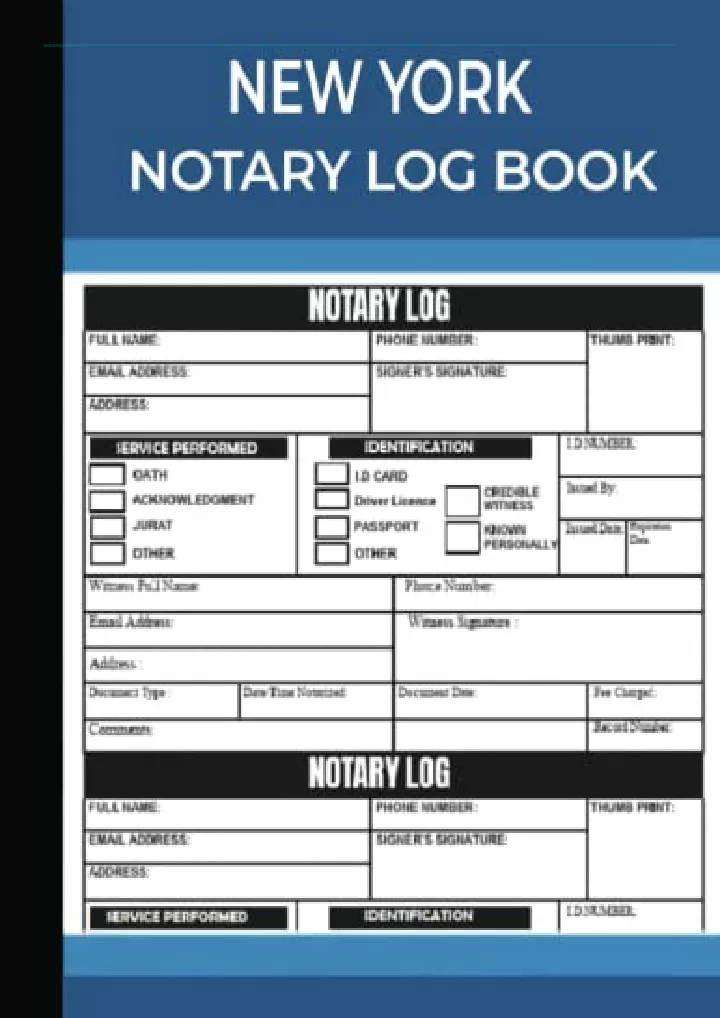 new york notary log book notary records journal