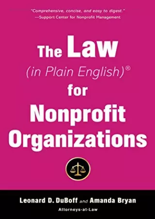 [PDF] DOWNLOAD EBOOK The Law (in Plain English) for Nonprofit Organizations
