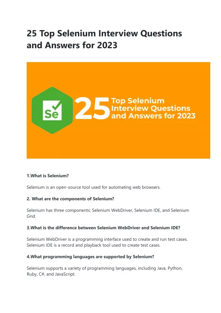 25 top selenium interview questions and answers