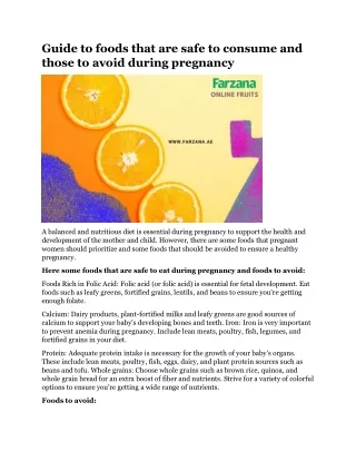 Guide to foods that are safe to consume and those to avoid during pregnancy