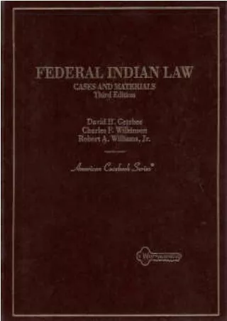 PDF Cases and Materials on Federal Indian Law (American Casebook Series) do