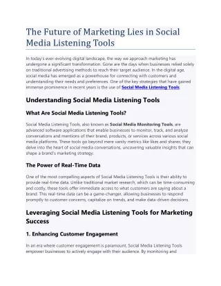 The Future of Marketing Lies in Social Media Listening Tools