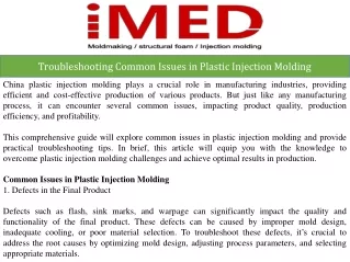 Troubleshooting Common Issues in Plastic Injection Molding