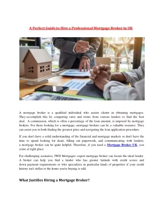 A Perfect Guide to Hire a Professional Mortgage Broker in UK
