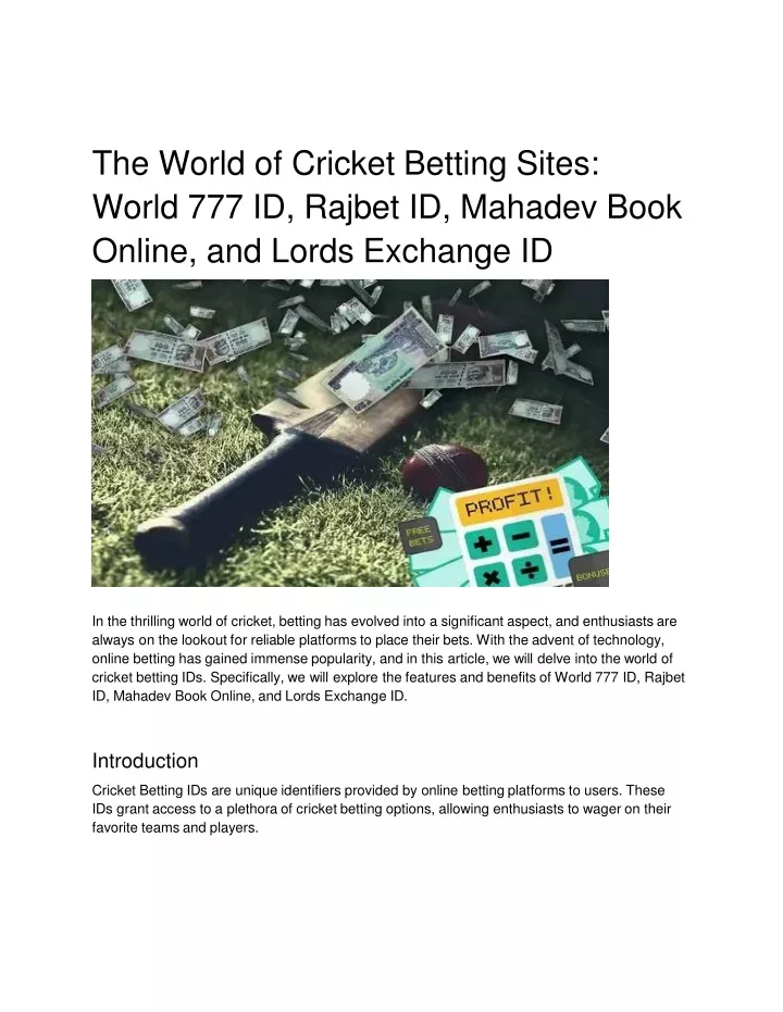 the world of cricket betting sites world 777 id rajbet id mahadev book online and lords exchange id