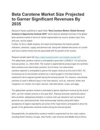 beta carotene market size projected to garner