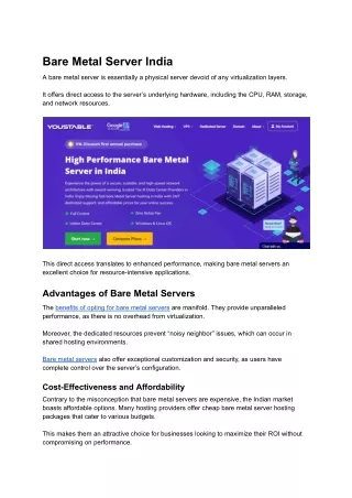 Bare Metal Server India