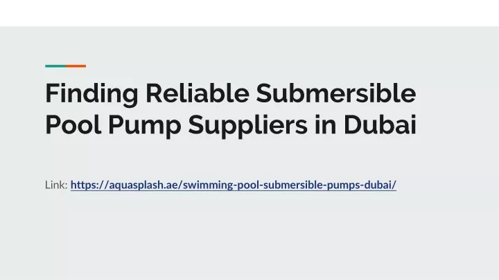 finding reliable submersible pool pump suppliers