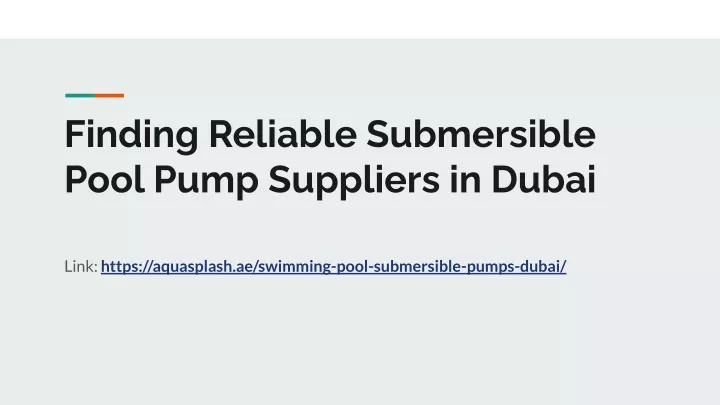 finding reliable submersible pool pump suppliers