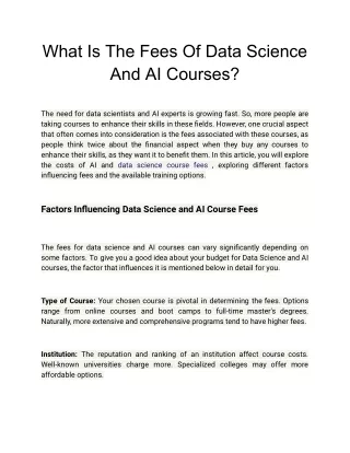 What Are Costs for AI and Data Science Courses?