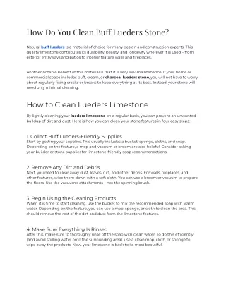 how do you clean bu lueders stone