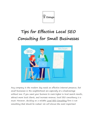 Tips for Effective Local SEO Consulting for Small Businesses