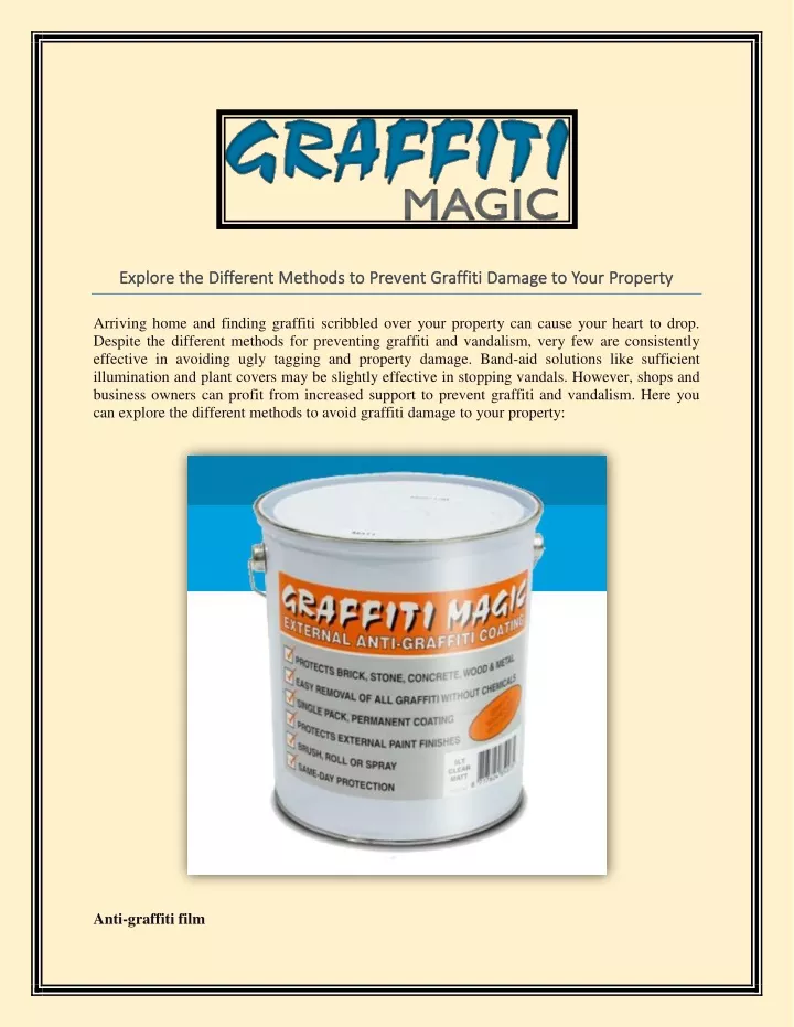 explore the different methods to prevent graffiti
