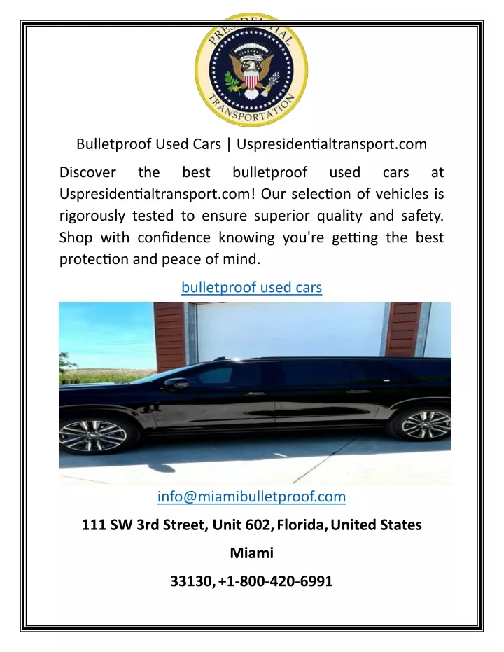 bulletproof used cars uspresidentialtransport com