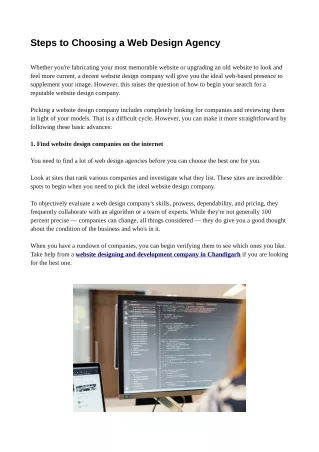 steps to choosing a web design agency