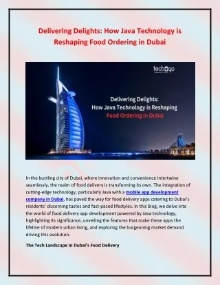 Delivering Delights- How Java Technology is Reshaping Food Ordering in Dubai