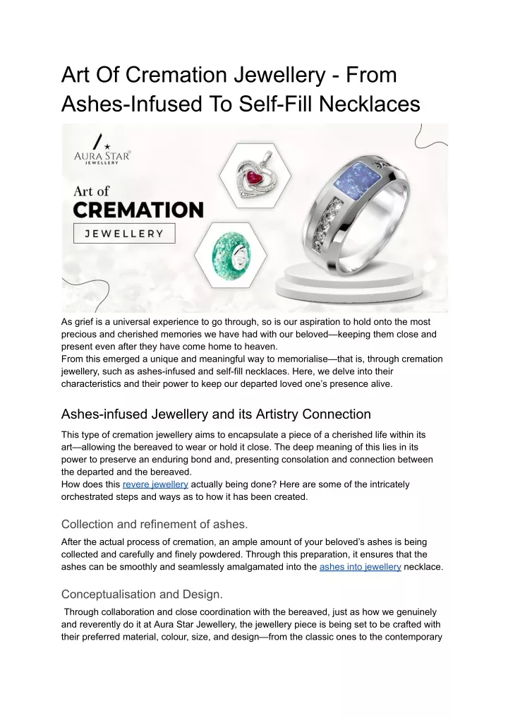 art of cremation jewellery from ashes infused