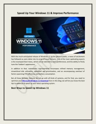 speed up your windows 11 improve performance