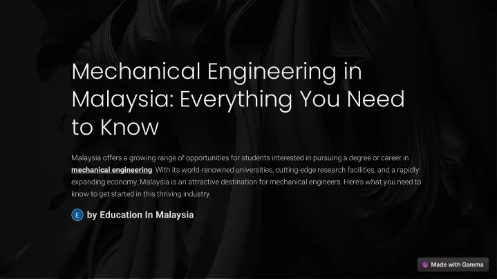 mechanical engineering in malaysia everything