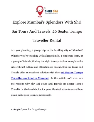 Hire Tempo Traveller in Mumbai Call-7414977033