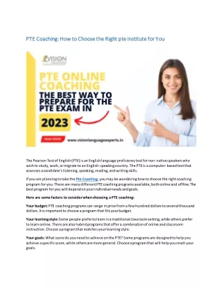 PTE Coaching: How to Choose the Right Pte Institute For You