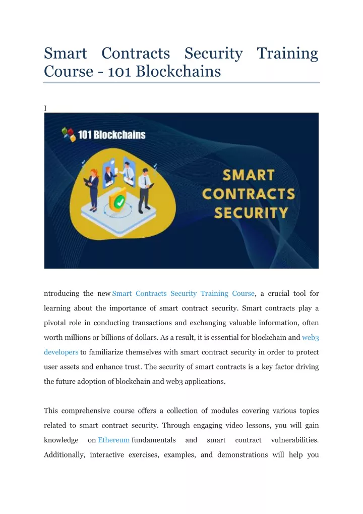 smart contracts security training course