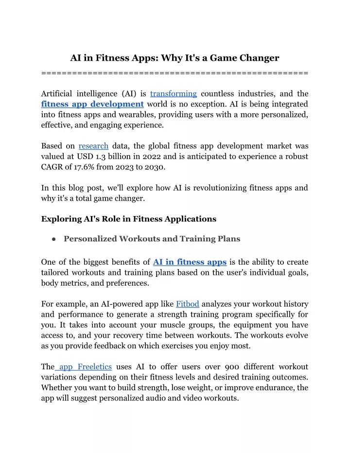 ai in fitness apps why it s a game changer