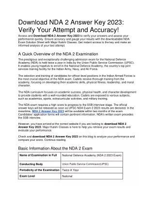 Download NDA 2 Answer Key 2023 Verify Your Attempt and Accuracy