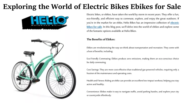 exploring the world of electric bikes ebikes for sale