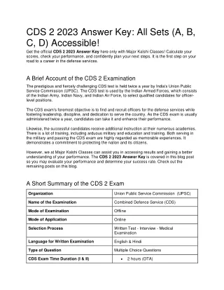 CDS 2 2023 Answer Key All Sets (A B C  D) Accessible