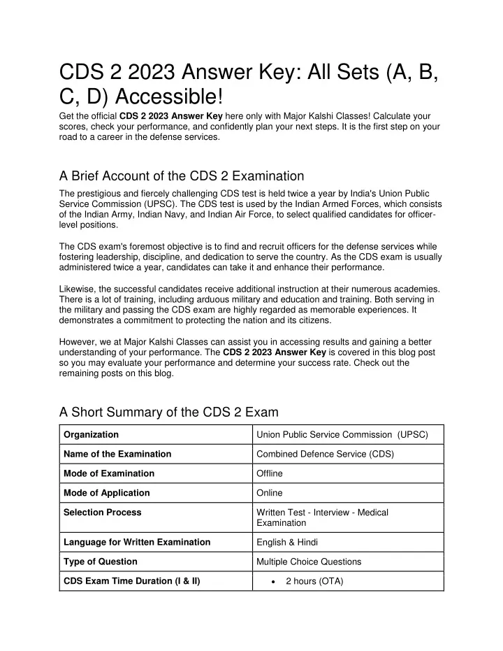 cds 2 2023 answer key all sets a b c d accessible