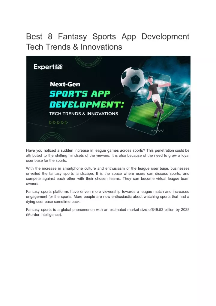 best 8 fantasy sports app development tech trends