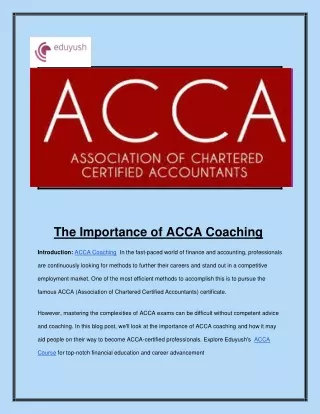 The Importance of ACCA Coaching