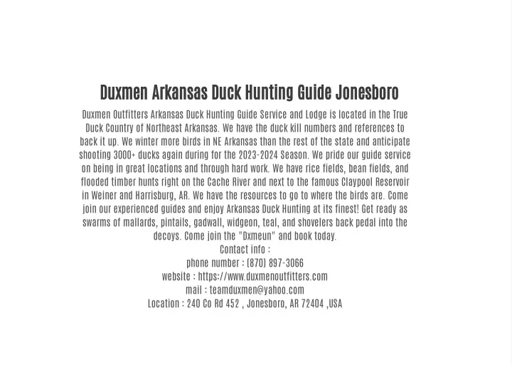 duxmen arkansas duck hunting guide jonesboro