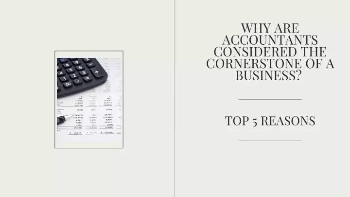 why are accountants considered the cornerstone
