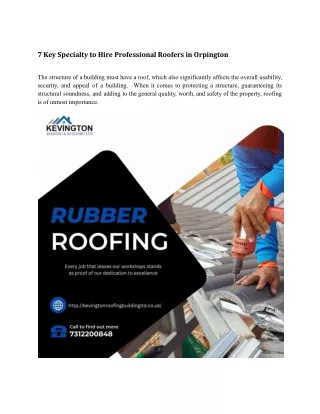 7 Key Specialty to Hire Professional Roofers in Orpington.docx