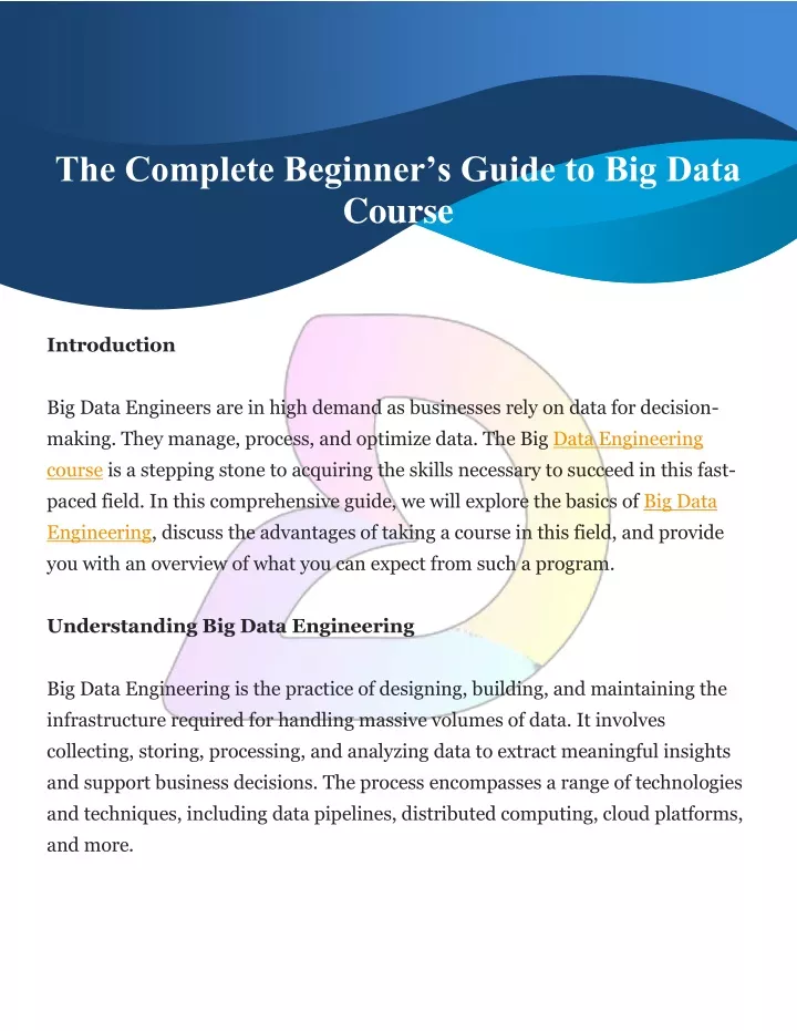 the complete beginner s guide to big data course