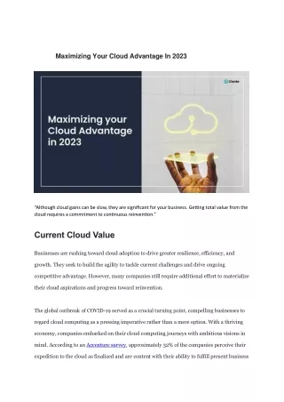 maximizing your cloud advantage in 2023