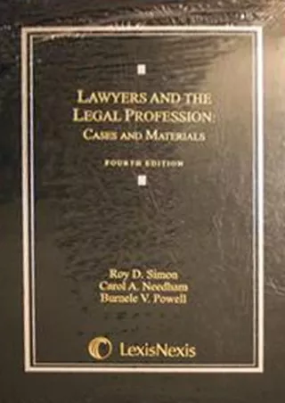 Full PDF Lawyers and the Legal Profession: Cases and Materials