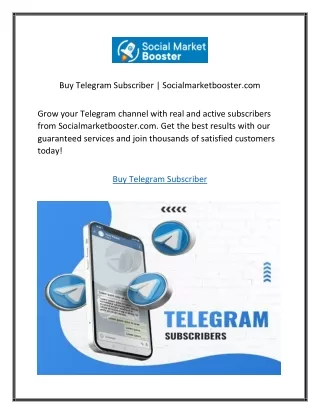 Buy Telegram Subscriber  Socialmarketbooster